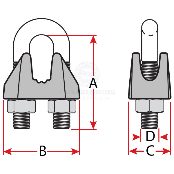 WIRE ROPE GRIPS - GALVANISED