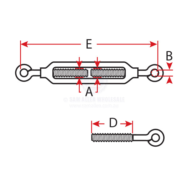 TURNBUCKLES - EYE & EYE - GALVANISED