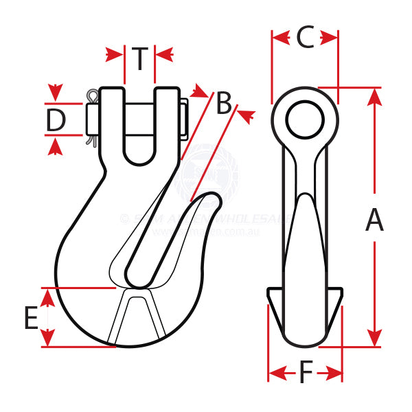 GRAB HOOKS - CLEVIS - GOLD ZINC PLATED