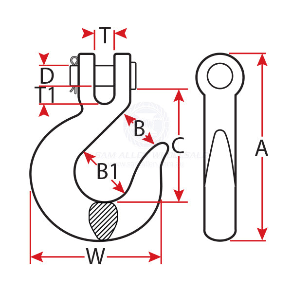 SLIP HOOKS - CLEVIS - GOLD ZINC PLATED