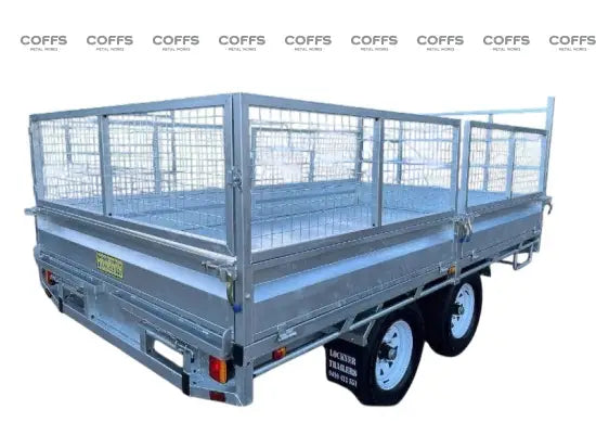 14 x 7 ft HD Flat Deck Trailer with Loading Ramps and Cage ATM 3.5 or 4.5 tonne Genuine flatbed trailer