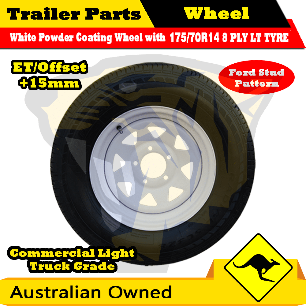 17570R14 8 PLY 14 inch Sunraysia Wheel Rim & Tyre 1 PCS Trailer Ford Stud