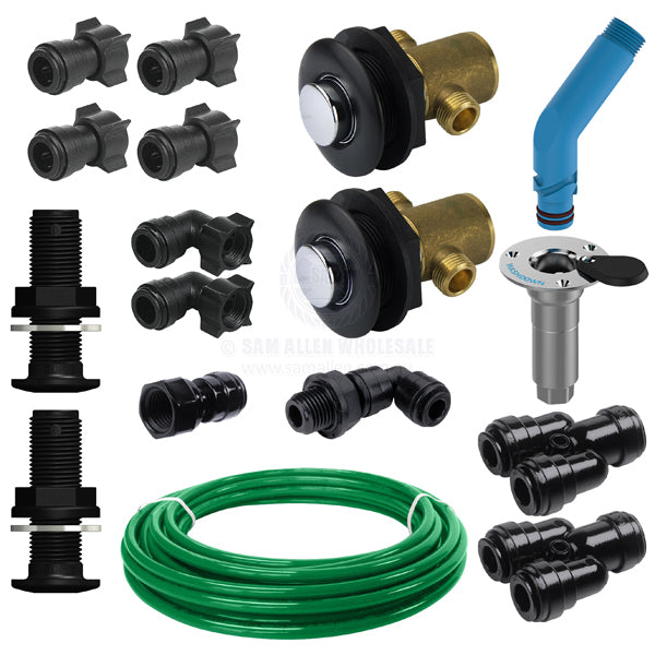 TWIN PUSH TIMER TAP & FLUSH LINK RETROFIT KIT - 15MM DMFIT QUICK CONNECT