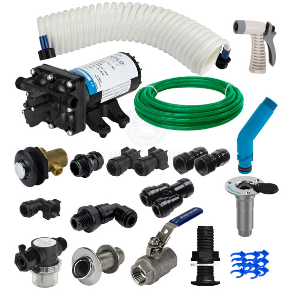 SHURFLO DECK WASHDOWN - 15.1 LPM 60 PSI - BLASTER, FLUSH LINK, TIMER TAP & PICK-UP - 15MM QUICK CONNECT