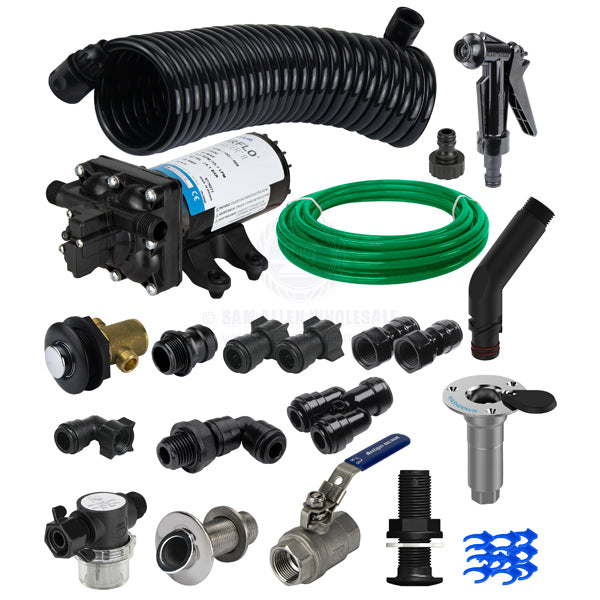 SHURFLO DECK WASHDOWN - 15.1 LPM 60 PSI - BLASTER, FLUSH LINK, TIMER TAP & PICK-UP - 15MM QUICK CONNECT