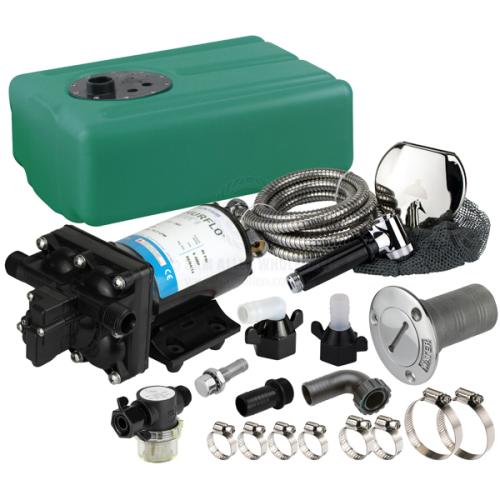SHURFLO FRESHWATER SHOWER KIT - RIGID 39 LITRE TANK - 11.3 LPM AQUA KING II