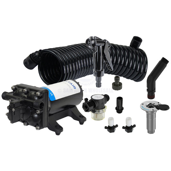 SHURFLO DECK WASHDOWN KIT - 18.9 LPM WITH FLUSH LINK - 3/4 INCH I.D. FLEXIBLE HOSE