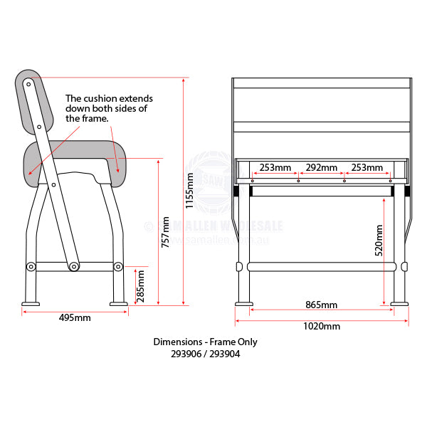 RELAXN CENTRE CONSOLE - LEANING POST - FLIP BACK - LARGE