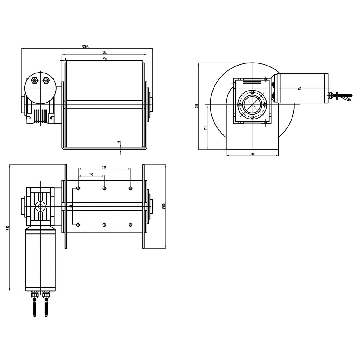 1000 SS Drum Anchor Winch
