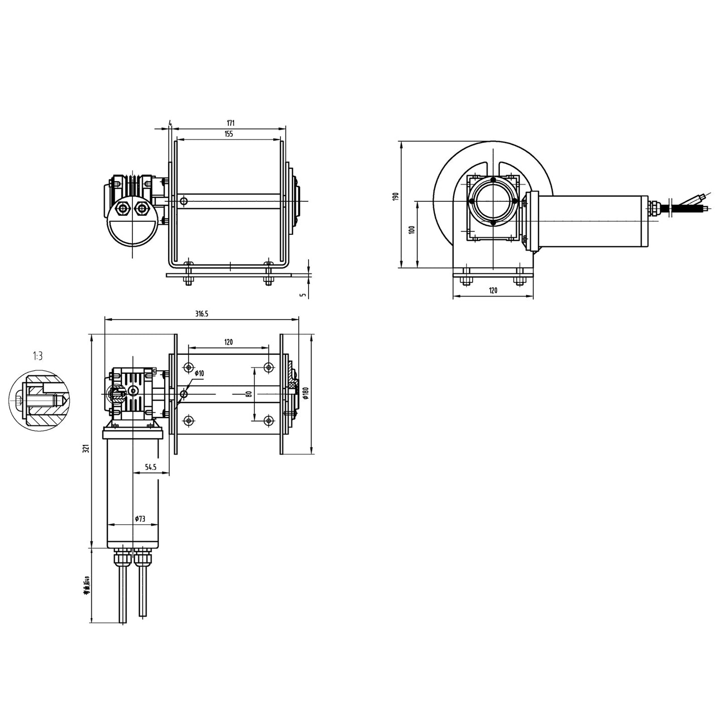 880 SSS Drum Anchor Boat anchor winch