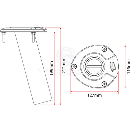 ROD HOLDER - 15° BLUEWATER - FIXED - STAINLESS STEEL