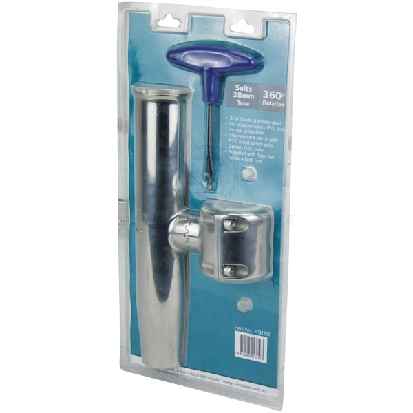 RELAXN ROD HOLDER - 38MM CLAMP ON ADJUSTABLE S/S