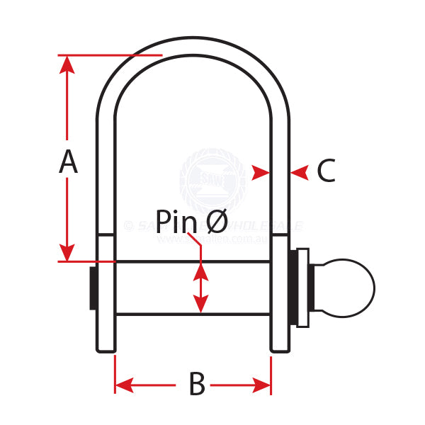 SHACKLE - LIGHT FLAT DEE - STAINLESS STEEL