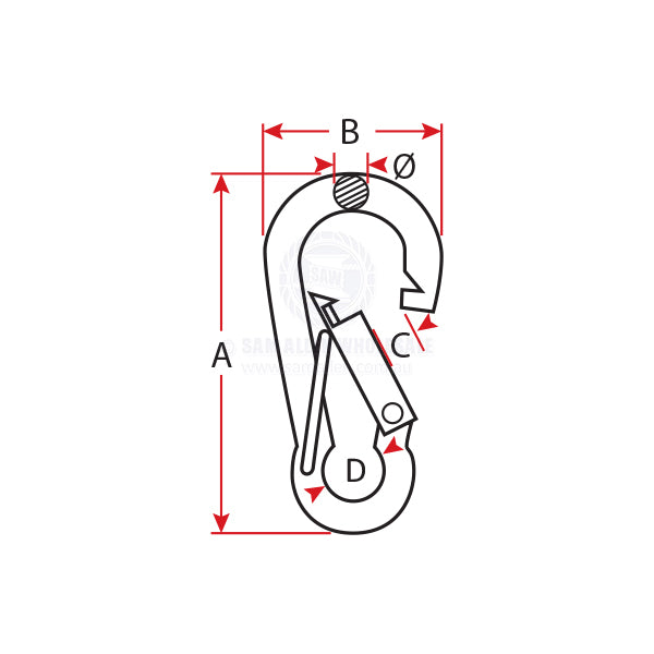 SNAP HOOK WITH SAFETY BAR - STAINLESS STEEL