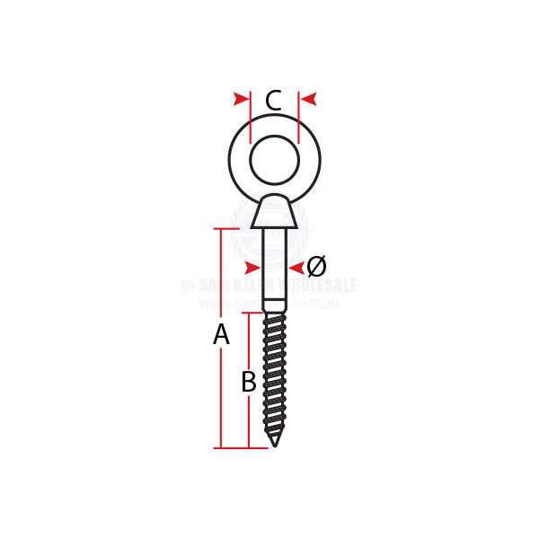 SCREW EYES - COLLARED - CAST STAINLESS STEEL