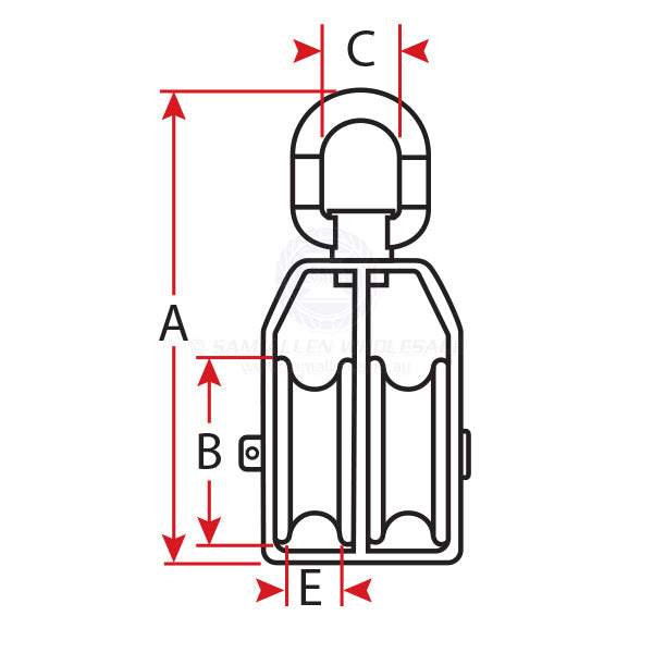 PULLEY - DOUBLE - SWIVEL TOP - S/S