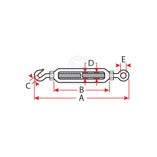 TURNBUCKLES - OPEN BODY - HOOK & EYE - S/S