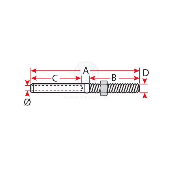 SWAGE TERMINAL - THREADED STUD - S/S