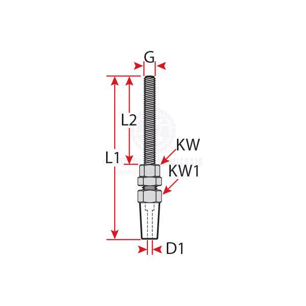 SWAGELESS TERMINALS - THREADED STUD - S/S