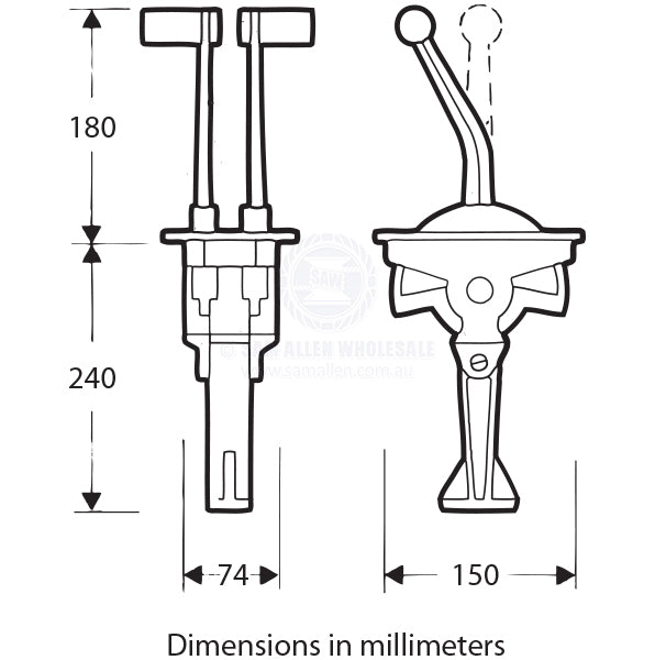 ULTRAFLEX ENGINE CONTROL - TOP MOUNT - SLIMLINE