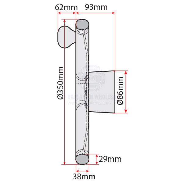 RELAXN STEERING WHEEL - 3 SPOKE S/S PU GRIP WITH KNOB