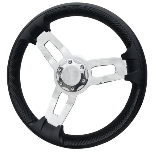 RELAXN STEERING WHEEL - 3 SPOKE S/S PU GRIP