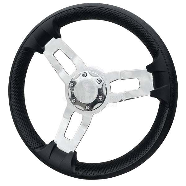 RELAXN STEERING WHEEL - 3 SPOKE S/S PU GRIP