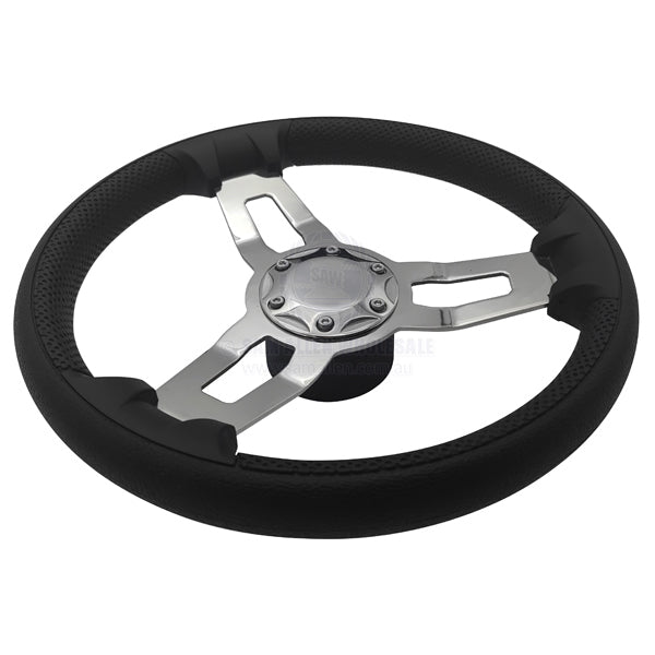 RELAXN STEERING WHEEL - 3 SPOKE S/S PU GRIP