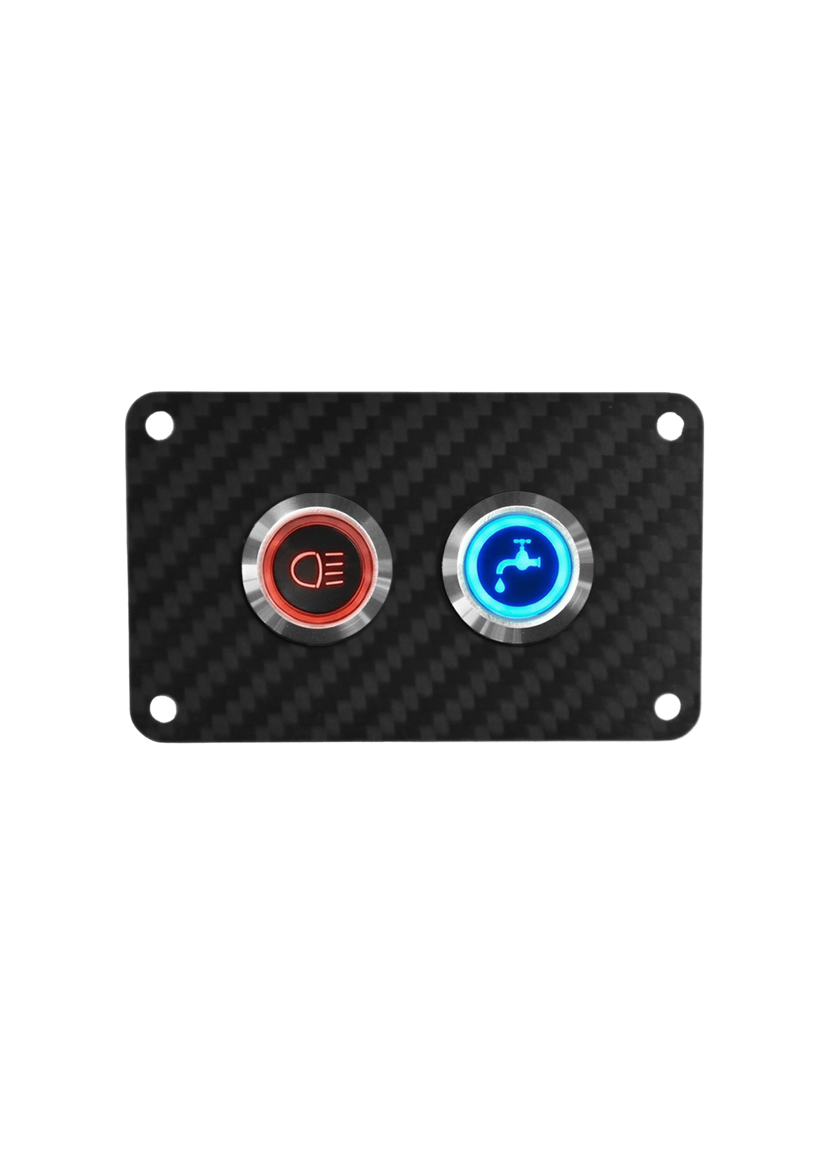 VIPER ELITE SERIES 2 GANG CARBON FIBRE SWITCH PANEL WITH 20AMP DUAL LED IP67 BACKLIT SWITCHES | Coffs Metal Works