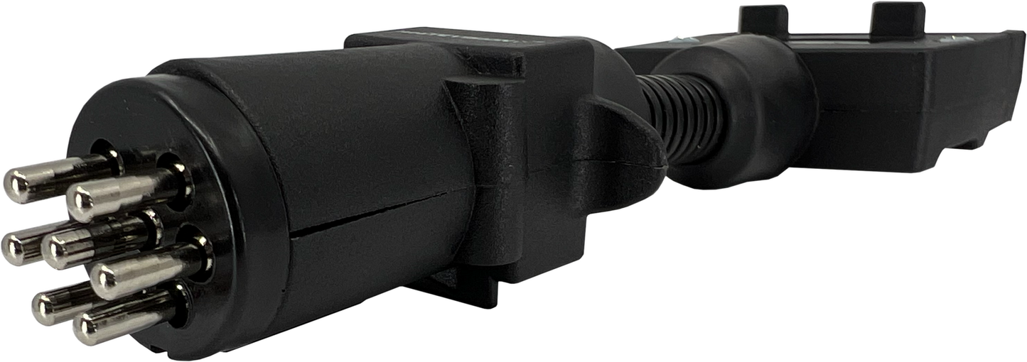 Trailer Adaptor - Flat 7 Pin Plug to Small Round 7 Pin Socket lighting 12 and 24 volt