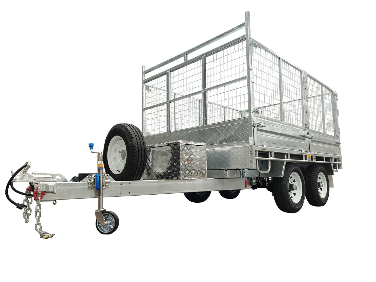 CCT 14×7 Hydraulic Tipper Flat Top Trailer With 900mm Cage For Sale ATM-3500KG/4500KG