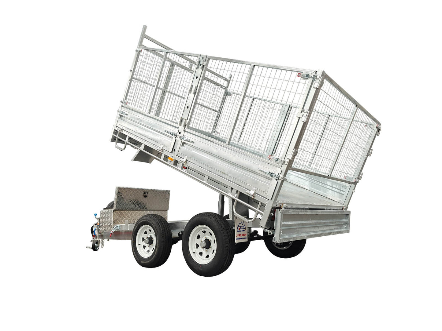 CCT 14×7 Hydraulic Tipper Flat Top Trailer With 900mm Cage For Sale ATM-3500KG/4500KG