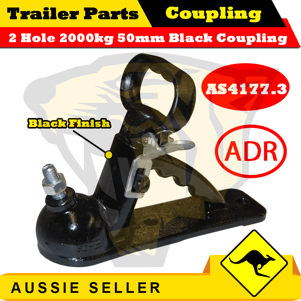 2T Quick Release 50mm Ball 2 Holes Coupling Black Painted