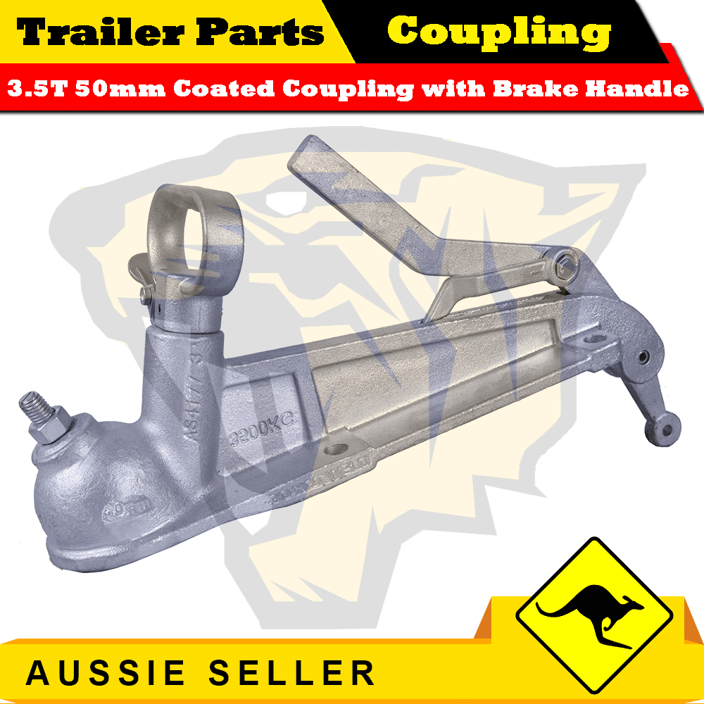 3.5T 50mm Ball Electric Trailer Coupling Dacromet Coated (with brake handle)
