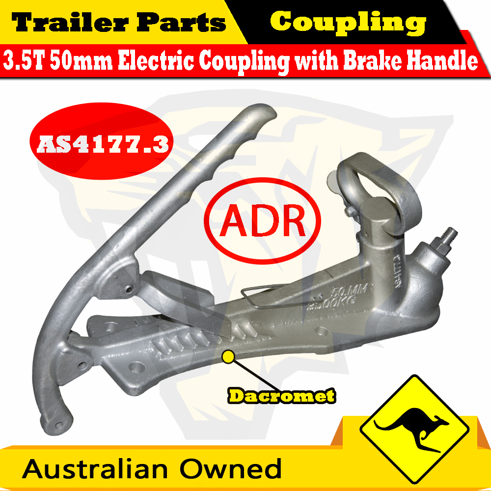 3.5T 50mm Electric Coupling with Brake Handle Dacromet Coated Double Prong
