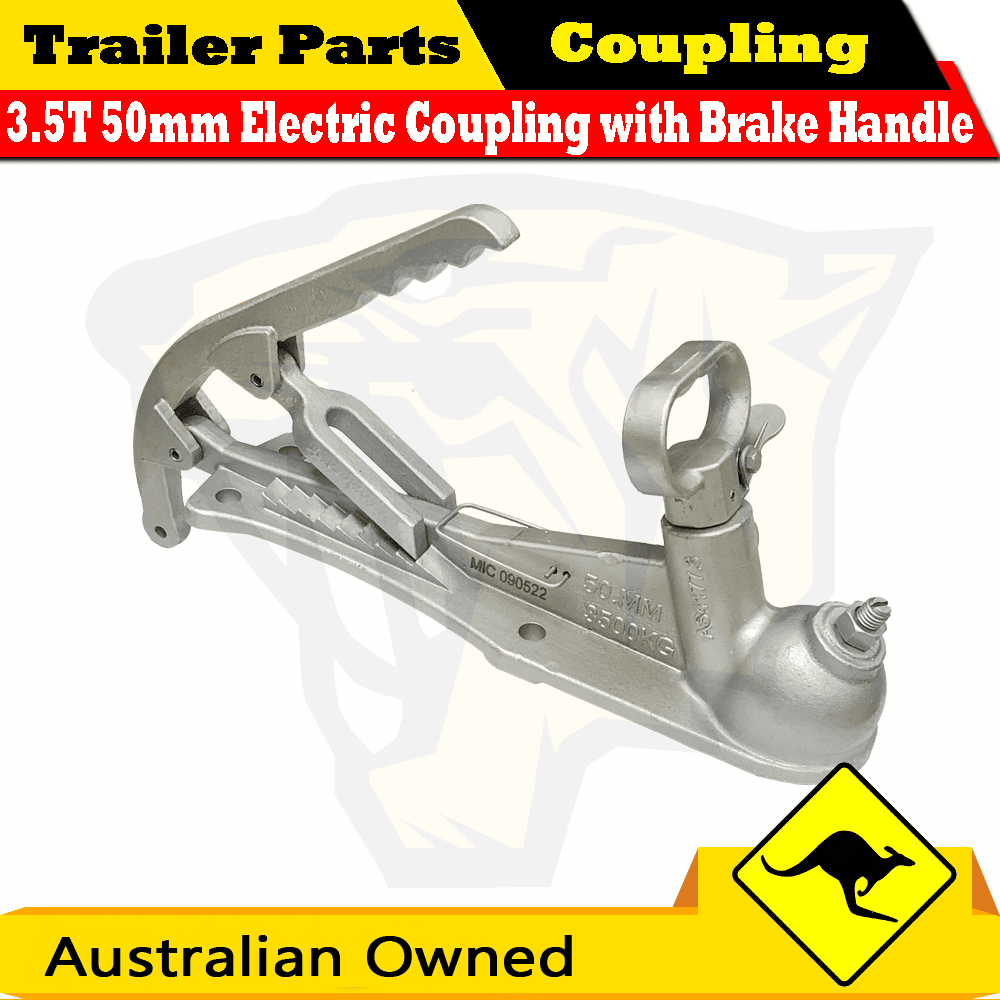3.5T 50mm Electric Coupling with Brake Handle Dacromet Coated Double Prong