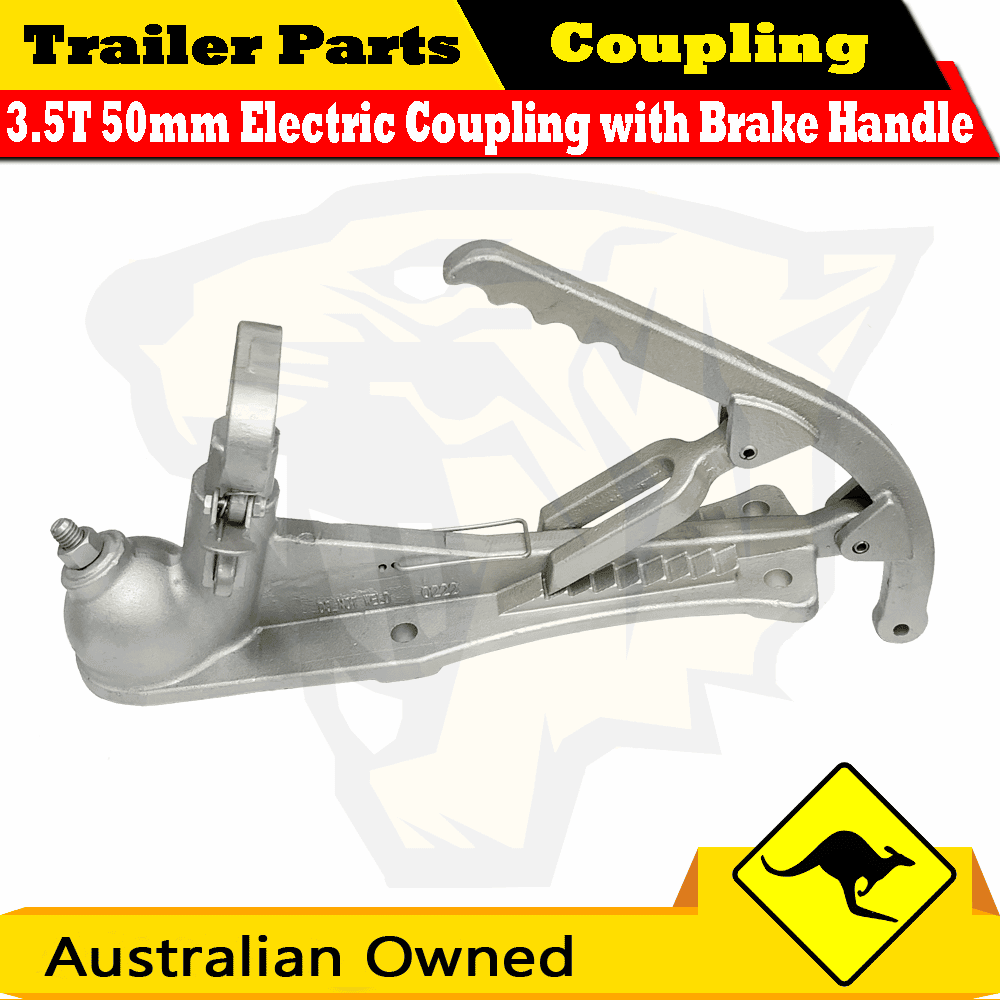 3.5T 50mm Electric Coupling with Brake Handle Dacromet Coated Double Prong