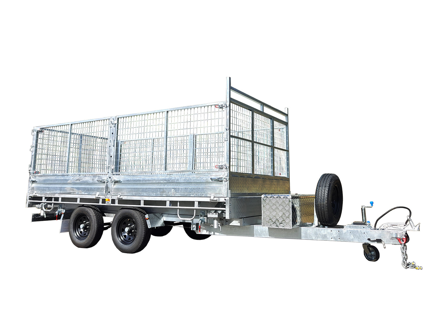 CCT 14×7 Hydraulic 3-Way Tipper Flat Top Trailer With 900mm Cage For Sale ATM-3500KG/4500KG