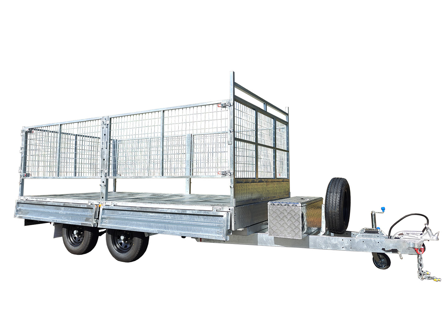 CCT 14×7 Hydraulic 3-Way Tipper Flat Top Trailer With 900mm Cage For Sale ATM-3500KG/4500KG