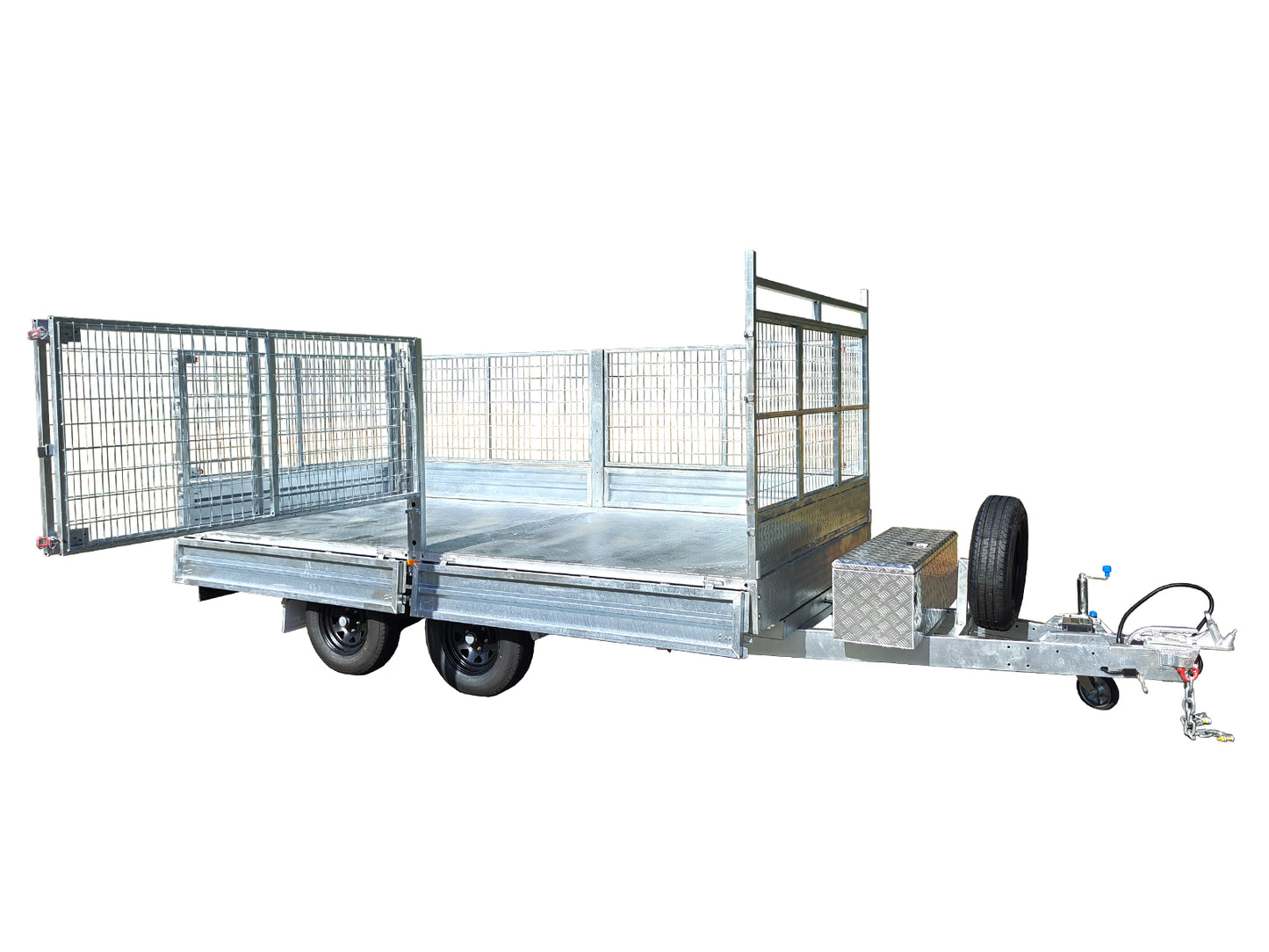 CCT 14×7 Hydraulic 3-Way Tipper Flat Top Trailer With 900mm Cage For Sale ATM-3500KG/4500KG