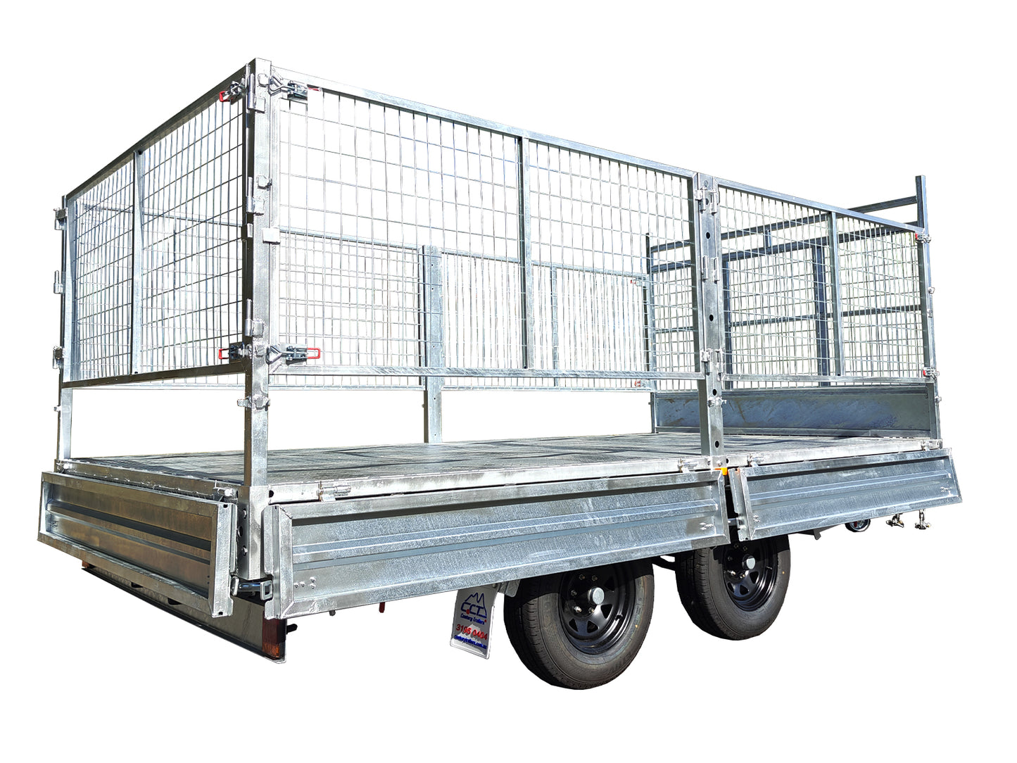 CCT 14×7 Hydraulic 3-Way Tipper Flat Top Trailer With 900mm Cage For Sale ATM-3500KG/4500KG