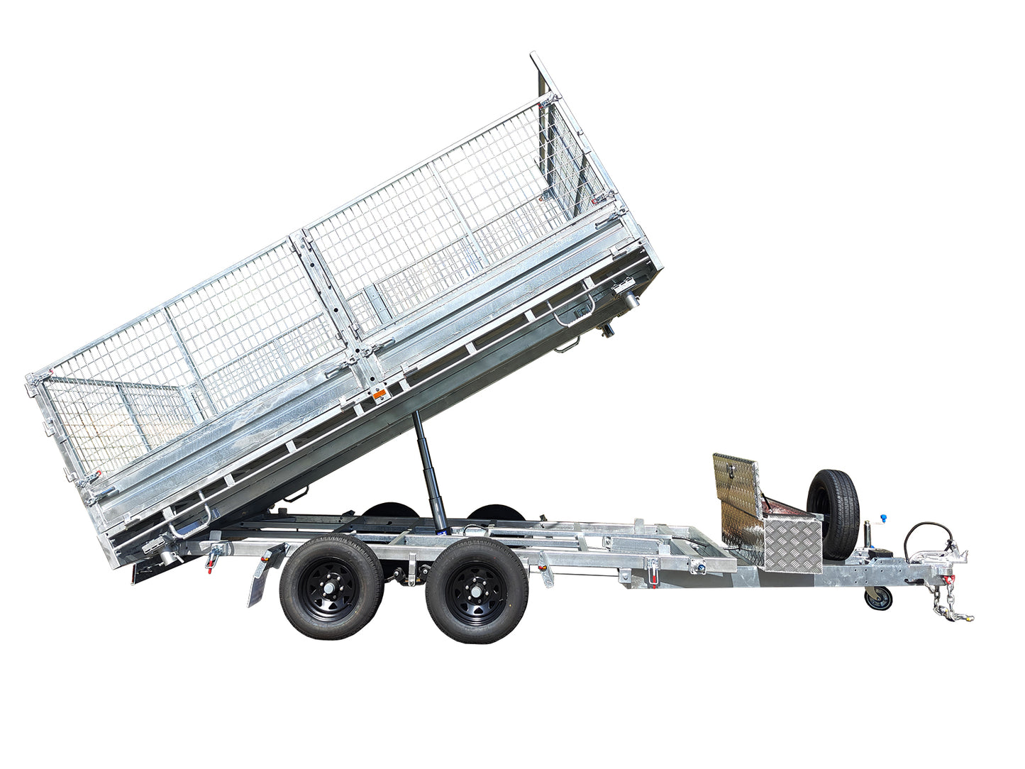 CCT 14×7 Hydraulic 3-Way Tipper Flat Top Trailer With 900mm Cage For Sale ATM-3500KG/4500KG