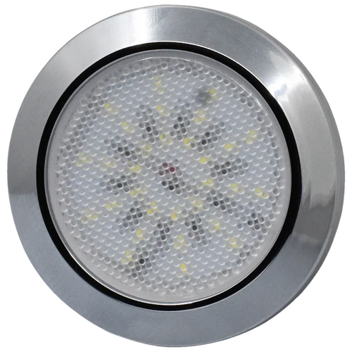 70 mm Round LED Interior Light Chrome Base lighting 12 and 24 volt
