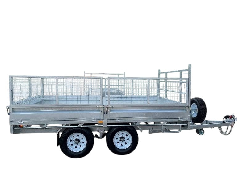 12 x 7 ft HD Flat Deck Trailer with Loading Ramps and Cage ATM 3.5 or 4.5 tonne Genuine