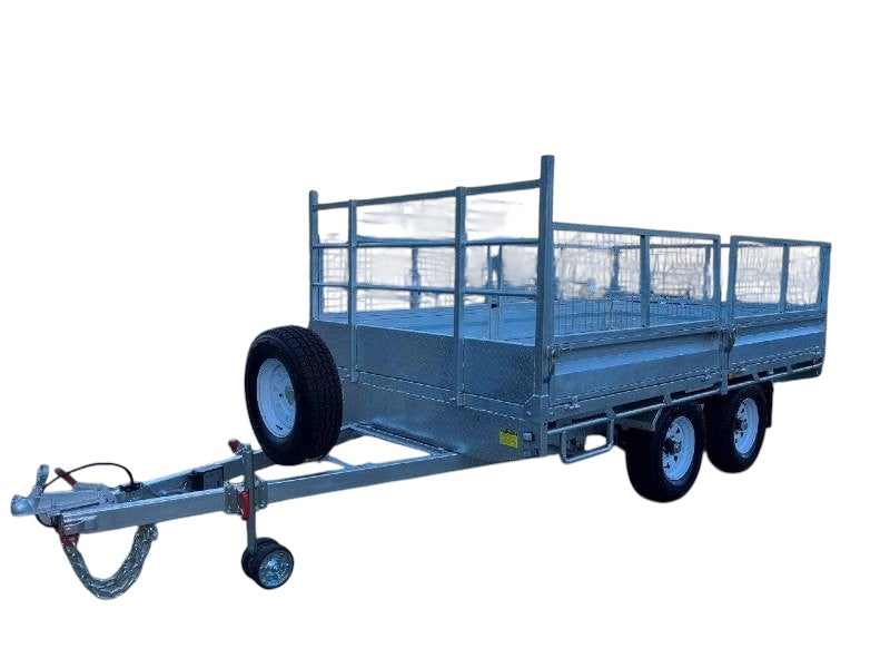 12 x 7 ft HD Flat Deck Trailer with Loading Ramps and Cage ATM 3.5 or 4.5 tonne Genuine