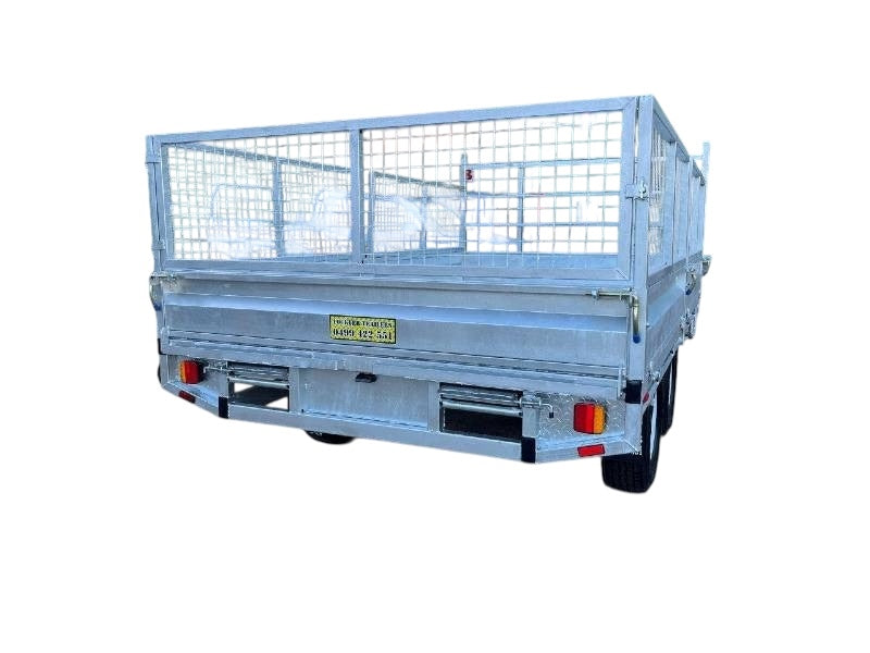 12 x 7 ft HD Flat Deck Trailer with Loading Ramps and Cage ATM 3.5 or 4.5 tonne Genuine