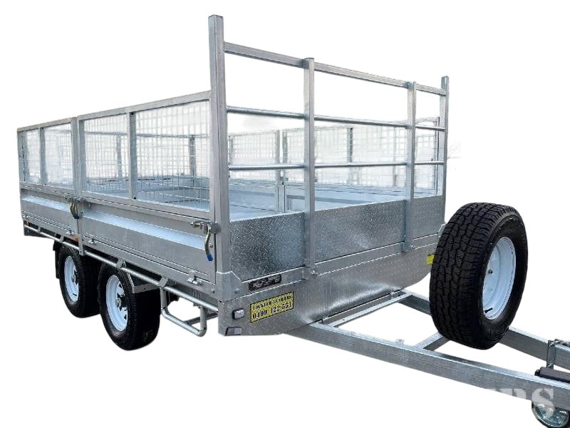 12 x 7 ft HD Flat Deck Trailer with Loading Ramps and Cage ATM 3.5 or 4.5 tonne Genuine