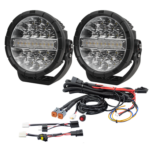 Razyer 9" Series LED Driving Light Pack with Wiring Kit