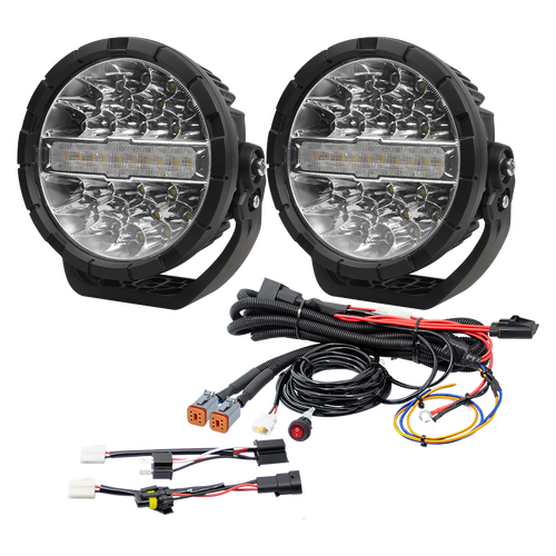 Razyer 7" Series LED Driving Light Pack With Wiring Kit