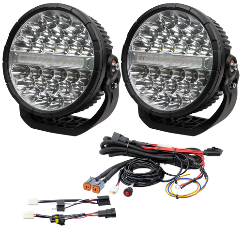 Razyer 9" Series LED Driving Light Pack with Wiring Kit